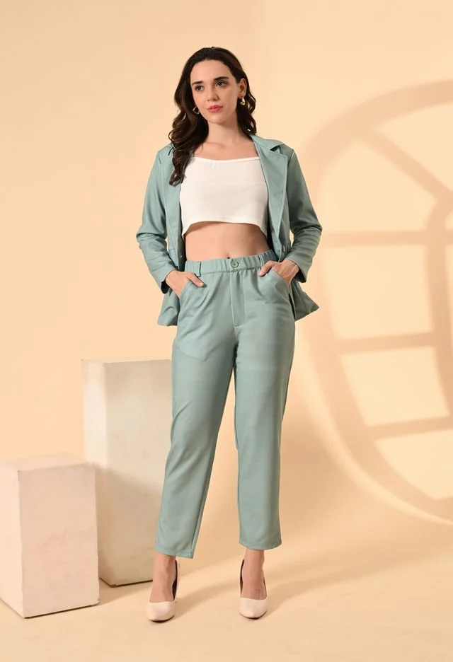 Women’s 3-Piece Cotton Blend Suit Set – Formal Blazer, High-Waist Pants & Camisole Top | Elegant Office Wear & Business Attire for Work, Meetings, and Events Women’s 3-Piece Cotton Blend Suit Set – Formal Blazer, High-Waist Pants & Cam image 3