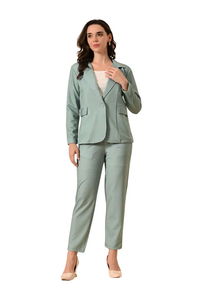 Women’s 3-Piece Cotton Blend Suit Set – Formal Blazer, High-Waist Pants & Camisole Top | Elegant Office Wear & Business Attire for Work, Meetings, and Events Women’s 3-Piece Cotton Blend Suit Set – Formal Blazer, High-Waist Pants & Cam image 1