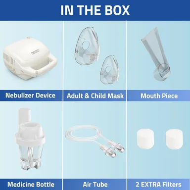Medtech Handyneb Classic Nebulizer | White | BPA-Free | Low Noise | Portable Piston Compressor for Asthma & COPD Relief thumbnail 3