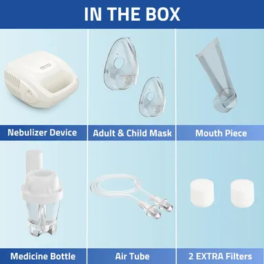 MEDTECH Handyneb Smart Compressor Nebulizer Machine with Handle and Complete Mask Kit for Adult and Child (White) thumbnail 3