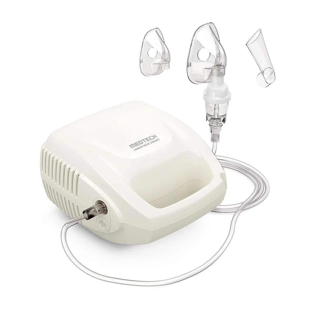 MEDTECH Handyneb Smart Compressor Nebulizer Machine with Handle and Complete Mask Kit for Adult and Child (White) image 1