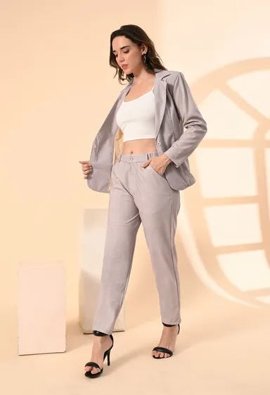 Women’s 3-Piece Cotton Blend Suit Set – Formal Blazer, High-Waist Pants & Camisole Top | Elegant Office Wear & Business Attire for Work, Meetings, and Events-Brown Women’s 3-Piece Cotton Blend Suit Set – Formal Blazer, High-Waist Pants &am thumbnail 6