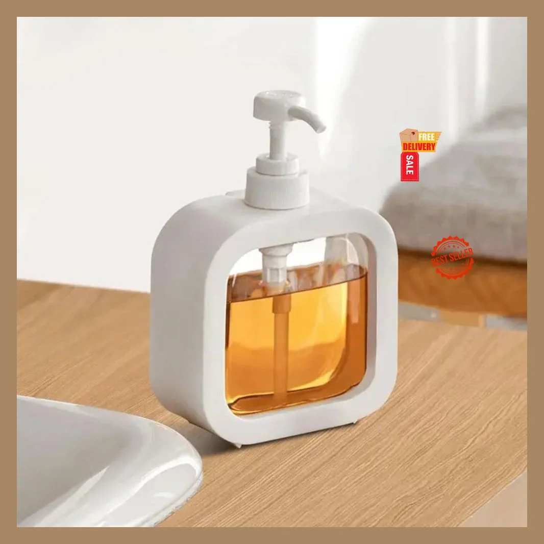 MANICRAFTED 300 ml Liquid Soap Dispenser Pump Bottle | Transparent Refillable Hand Wash Dispenser for Bathroom Kitchen Countertop | Durable Plastic Hand Wash Pump Bottle White image 2