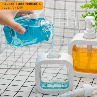MANICRAFTED 300 ml Liquid Soap Dispenser Pump Bottle | Transparent Refillable Hand Wash Dispenser for Bathroom Kitchen Countertop | Durable Plastic Hand Wash Pump Bottle White thumbnail 2