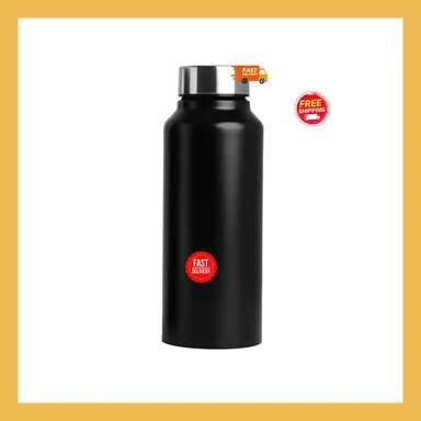 Stainless Steel Water Bottle 500 ml Black Reusable Leak-Proof Steel Drinking Bottle for Office School Travel Gym BPA-Free Eco Friendly Portable Hydration thumbnail 0