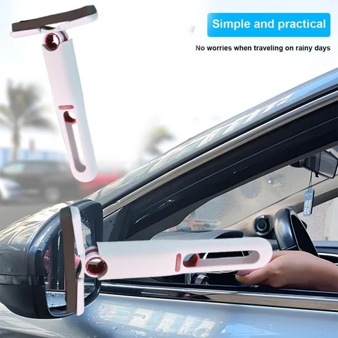 Premium 2 in 1 Window and Car Windshield Wiper Silicone Squeegee with 180 Degree Rotating Head Long ABS Handle Streak Free Glass Cleaner for Bathroom Kitchen Tiles Mirrors Auto India 1 Pc image 3