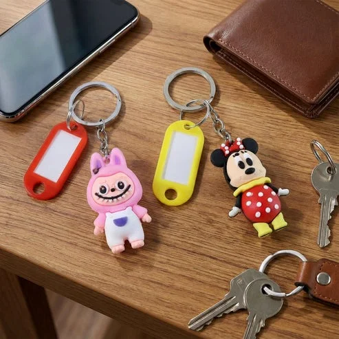 Cartoon Character Keychain with Writable Name Tag Mixed Design 1 Pc image 2