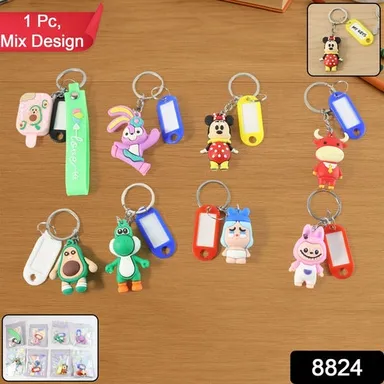 Cartoon Character Keychain with Writable Name Tag Mixed Design 1 Pc thumbnail 2