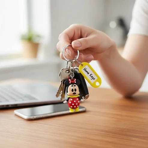 Cartoon Character Keychain with Writable Name Tag Mixed Design 1 Pc image 4