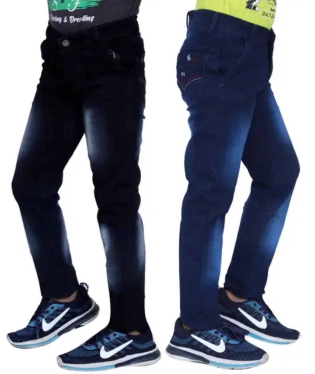 Boys Stretchable Jeans Combo Pack for Juniors 10–11 Years Blue Black Slim Fit Denim Casual Wear for Kids Daily Use Durable Cotton Blend Jeans Set of 2 Boyes Jeans 14-15 Y image 2