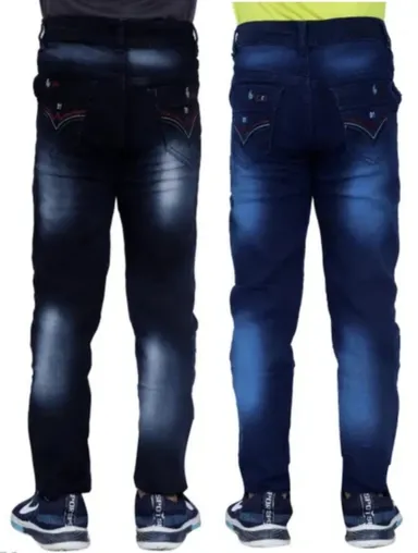 Boys Stretchable Jeans Combo Pack for Juniors 10–11 Years Blue Black Slim Fit Denim Casual Wear for Kids Daily Use Durable Cotton Blend Jeans Set of 2 Boyes Jeans 14-15 Y thumbnail 0
