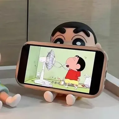 Action Figure Mobile Phone Stand Shin chan Red PVC Cartoon Toy Phone Holder for Boys Girls Portable Super Stable Desk Stand for Smartphone Tablet Video Watching Gaming Online Classes thumbnail 1