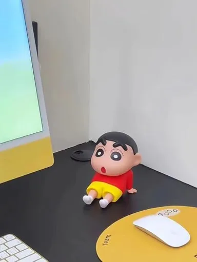 Action Figure Mobile Phone Stand Shin chan Red PVC Cartoon Toy Phone Holder for Boys Girls Portable Super Stable Desk Stand for Smartphone Tablet Video Watching Gaming Online Classes thumbnail 2