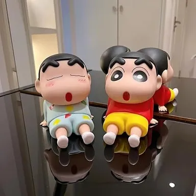 Action Figure Mobile Phone Stand Shin chan Red PVC Cartoon Toy Phone Holder for Boys Girls Portable Super Stable Desk Stand for Smartphone Tablet Video Watching Gaming Online Classes thumbnail 4