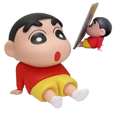 Action Figure Mobile Phone Stand Shin chan Red PVC Cartoon Toy Phone Holder for Boys Girls Portable Super Stable Desk Stand for Smartphone Tablet Video Watching Gaming Online Classes thumbnail 0