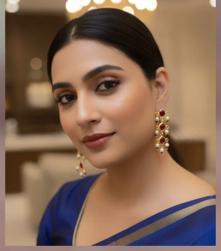 Jaipuri kundan earrings mperial Crimson Bloom: Exquisite Handcrafted Jaipuri Red Meena Kundan Chandbali Earrings with Intricate Micro-Pearl Tassels for Traditional | Festive Occasions image 1