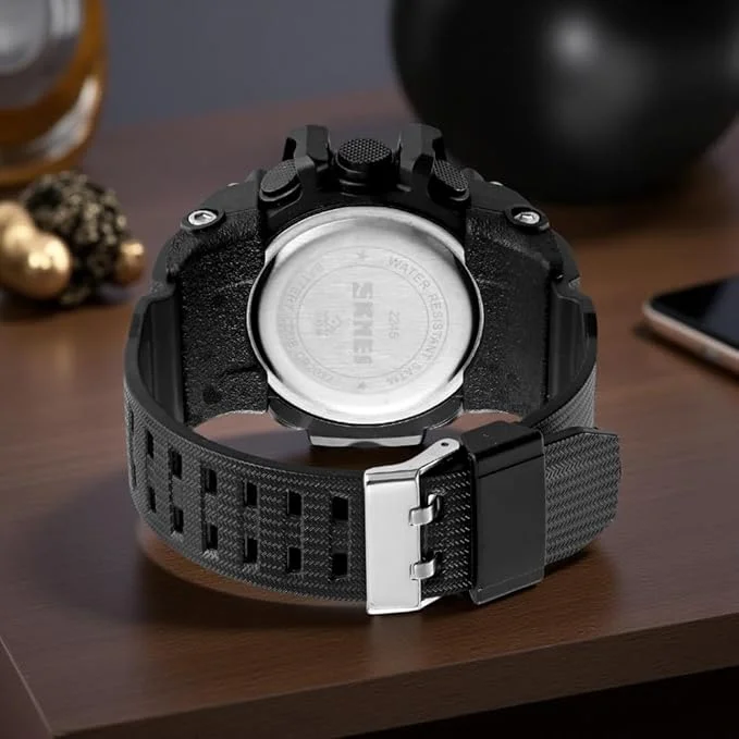 SKMEI 2245 Men Sports Digital Watch 50M Waterproof EL Light Countdown Alarm Chronograph Large Dial Fashion Casual Wrist Watch Black Resin Strap image 2