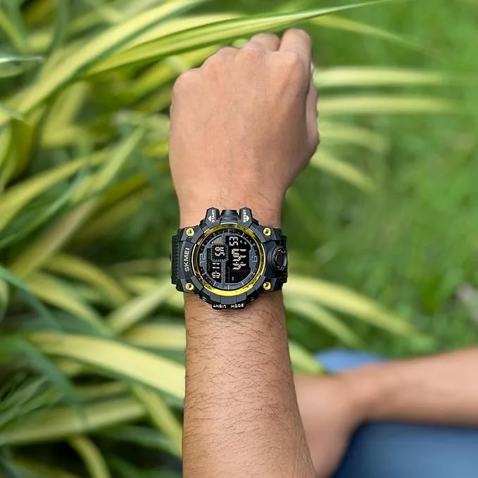 SKMEI 2245 Men Sports Digital Watch 50M Waterproof EL Light Countdown Alarm Chronograph Large Dial Fashion Casual Wrist Watch Black Resin Strap image 3