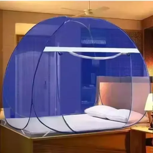 Double Bed Mosquito Net Tent 6x6 Ft Polyester Foldable Pop Up Mosquito Protection Net for Queen Size Bed with Zipper Door Breathable Washable India Bedroom Safety Net image 1