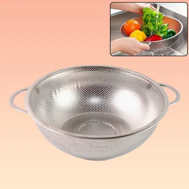 Stainless Steel Rice Washing Bowl Strainer Collapsible Colander for Vegetables, Fruits | Grains Multipurpose Kitchen Drain Basket with Handle thumbnail 0
