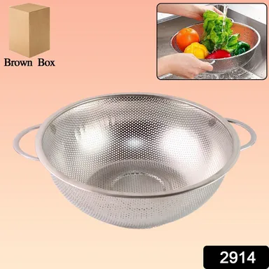 Stainless Steel Rice Washing Bowl Strainer Collapsible Colander for Vegetables, Fruits | Grains Multipurpose Kitchen Drain Basket with Handle thumbnail 1