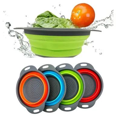 Round Sili Strain used in all kinds of household and official kitchen purposes as a Foldable utensil. thumbnail 0