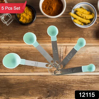 Stainless Steel and Plastics Measuring Spoon (Set of 5 Pc) thumbnail 1