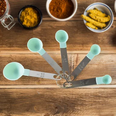 Stainless Steel and Plastics Measuring Spoon (Set of 5 Pc) thumbnail 0
