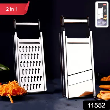 Apex Premium 2‑in‑1 Stainless Steel Vegetable and Fruit Slicer with Plain | Ripple Blades  Ergonomic Non‑Slip Handle, Multipurpose Kitchen Cutter and Grater for Quick, Safe, and Decorative Slicing thumbnail 1