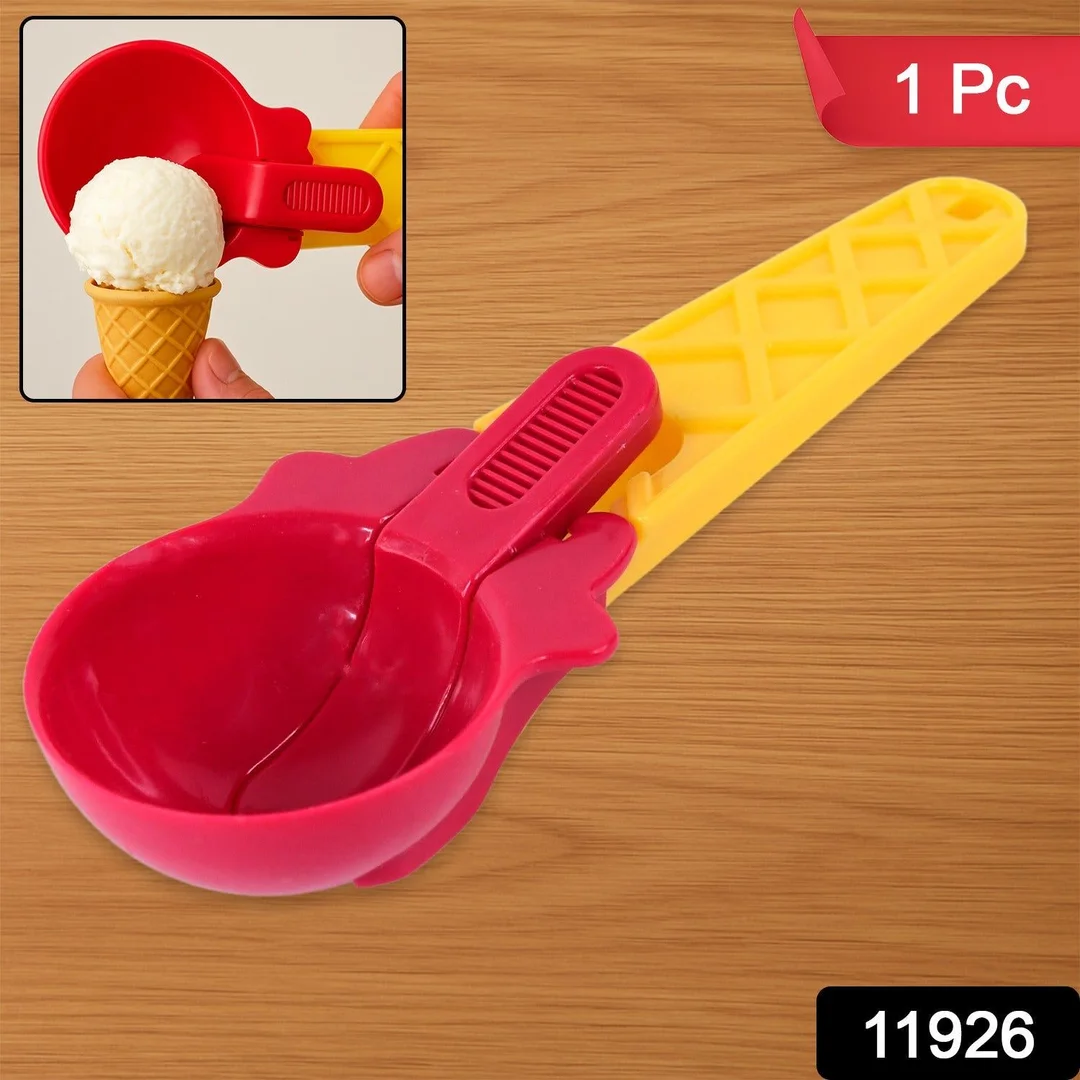 Piece Heavy‑Duty Plastic Ice Cream and Watermelon Scooper with Ergonomic Trigger Dipper Handle| Multi‑Purpose Fruit Ball and Dessert Serving Spoon image 2