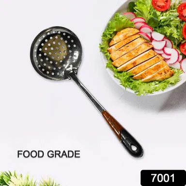 Kitchen Stainless Steel Best Skimmer Slotted Spoon-Cooking Utensils with Heat Resistant Plastic Handle thumbnail 1