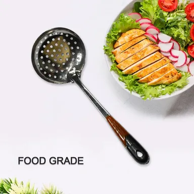 Kitchen Stainless Steel Best Skimmer Slotted Spoon-Cooking Utensils with Heat Resistant Plastic Handle thumbnail 0