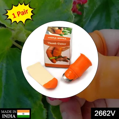  Pair V-Shaped Thumb Cutter Peeler with Protective Storage Box – Multi-Purpose Handy Kitchen Tool for Effortless Peeling of Fruits, Vegetables, Garlic, and Ginger – Ideal for Home, Office, and Travel Use thumbnail 1