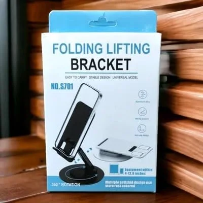 Adjustable 360° Rotation Desk Phone Stand Holder for All Phones & Tablets | Foldable Metal Base Thick Case Compatible Mobile & Tablet Mount image 1