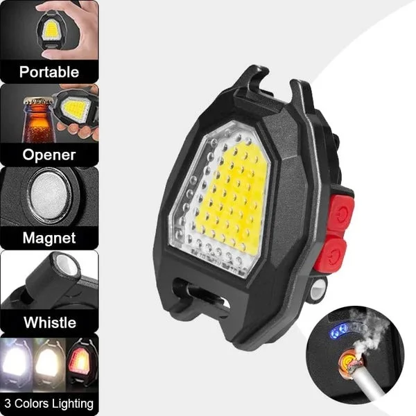 Portable Triangular Rechargeable LED Camping Flashlight with Built-in Cigarette Lighter | 6 Lighting Modes, 3 Colour Light, Waterproof, Magnetic Emergency Torch for Travel, Hiking, Trekking, Power Cuts & Outdoor Use image 4