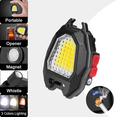 Portable Triangular Rechargeable LED Camping Flashlight with Built-in Cigarette Lighter | 6 Lighting Modes, 3 Colour Light, Waterproof, Magnetic Emergency Torch for Travel, Hiking, Trekking, Power Cuts & Outdoor Use thumbnail 4