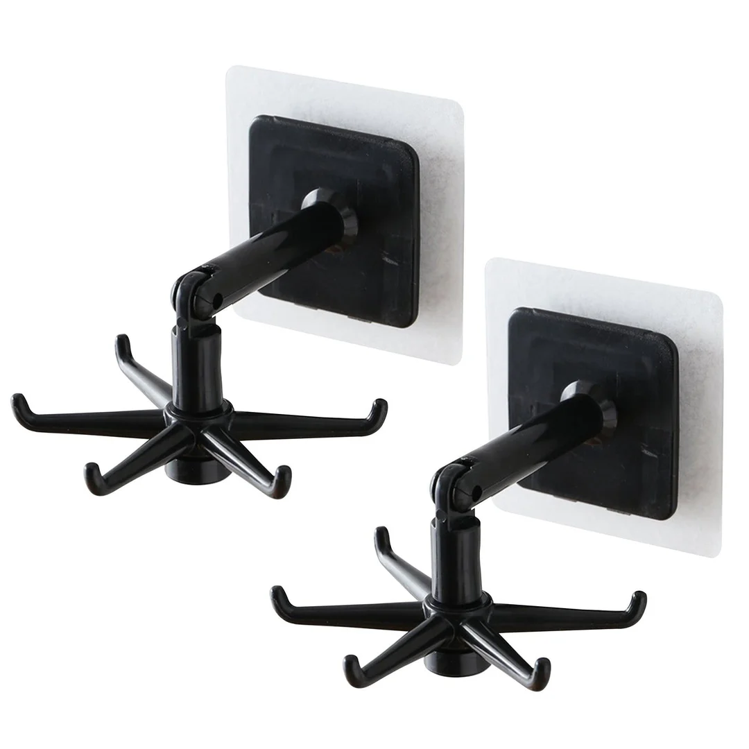 360° Rotatable Self-Adhesive Wall Hooks for Kitchen, Bathroom, and Home Organization | Heavy-Duty Multipurpose Hanging Hooks, Pack of 2 Brown Box image 1