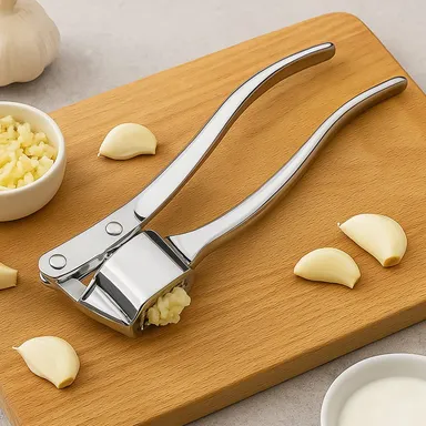 Stainless Steel Garlic Press Crusher ,Crusher ,Squeezer ,Masher ,and Lemon Juicer thumbnail 0