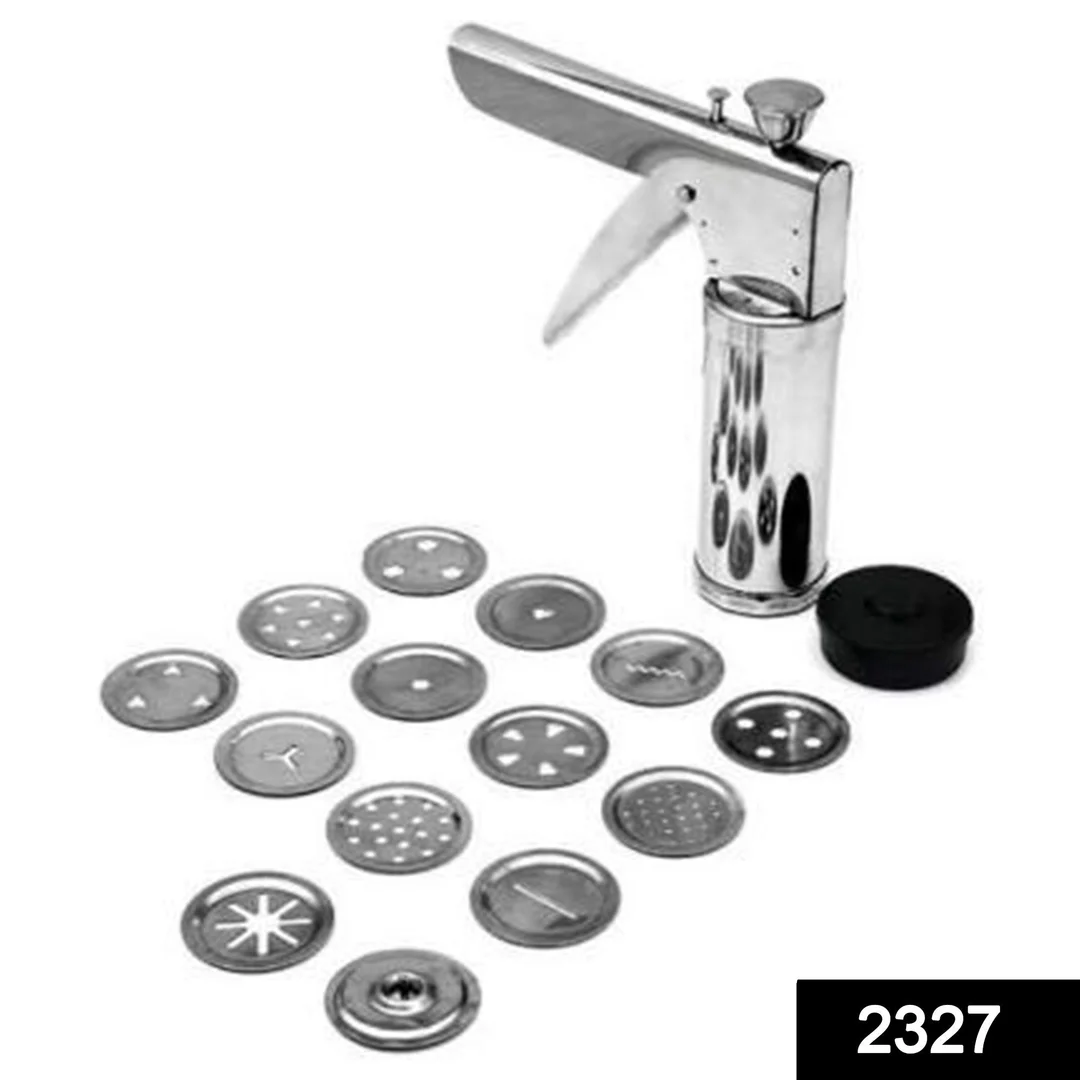 15-in-1 Stainless Steel Kitchen Press with 15 Interchangeable Discs – Multi-Purpose Murukku, Chakli, Sev,Idiyappam, Noodles, Gathiya, Bhujiya, Cookie, and Namkeen Snack Maker with Handle Grip and Locking Mechanism image 2