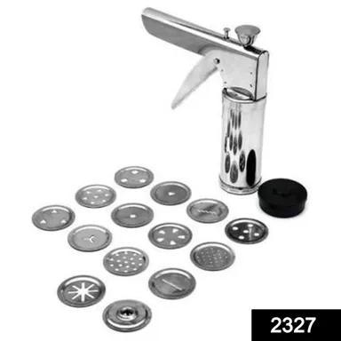 15-in-1 Stainless Steel Kitchen Press with 15 Interchangeable Discs – Multi-Purpose Murukku, Chakli, Sev,Idiyappam, Noodles, Gathiya, Bhujiya, Cookie, and Namkeen Snack Maker with Handle Grip and Locking Mechanism thumbnail 1