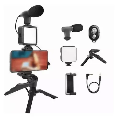 Professional Vlogging Kit for Video Making with Mini Tripod, Microphone, LED Ring Light and Mobile Phone Holder Clip, Portable YouTube Instagram Reels Content Creator Starter Kit India thumbnail 2