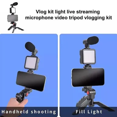 Professional Vlogging Kit for Video Making with Mini Tripod, Microphone, LED Ring Light and Mobile Phone Holder Clip, Portable YouTube Instagram Reels Content Creator Starter Kit India thumbnail 3