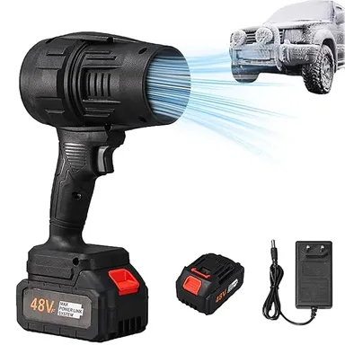 BIXMK Cordless Turbo Jet Blower – Super Power Air Duster with Stepless Speed Control, 6600Pa High-Pressure Car Dryer | Air Blower for Cars, Bikes, Home Cleaning, Garden | Outdoor Use Black thumbnail 0