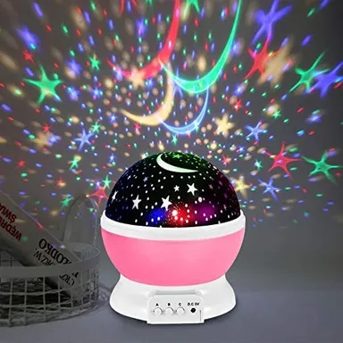 Baby Night Light Moon Star Projector 360 Degree Rotation 4 LED Bulbs 9 Colour Changing LED USB Night Lamp for Kids Nursery Bedroom Sleep Light Romantic Ambience Gift thumbnail 1