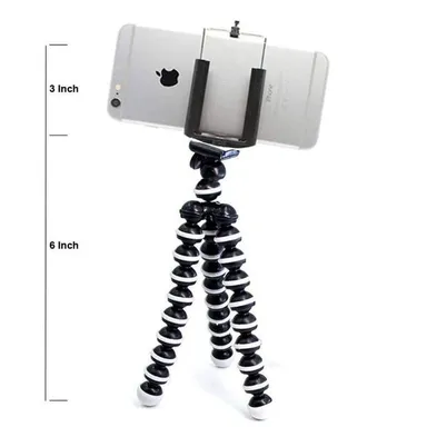 6 Inch Gorilla Flexible Tripod Stand with 360 Degree Rotation, Bendable Legs Mini Camera Stand with 1/4 Inch Screw Mount for DSLR Action Camera Mobile Phone Travel Vlogging India thumbnail 3