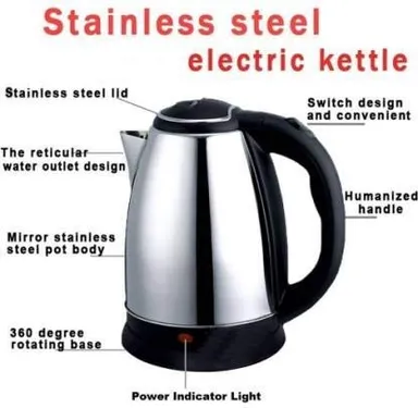 Scarlett 2 Litre Electric Kettle Stainless Steel Fast Boiling Water Boiler Tea Coffee Maker with Ergonomic Handle Large Capacity for Home and Office thumbnail 2