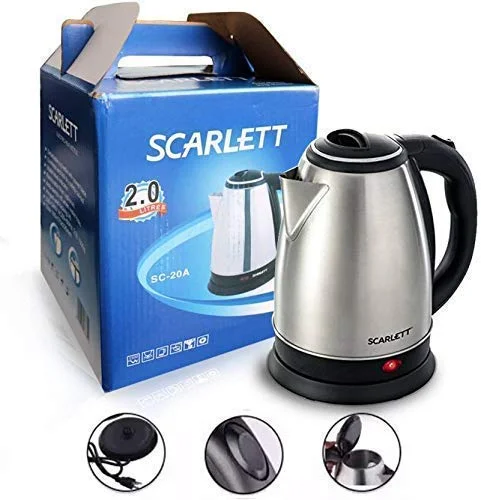 Scarlett 2 Litre Electric Kettle Stainless Steel Fast Boiling Water Boiler Tea Coffee Maker with Ergonomic Handle Large Capacity for Home and Office image 1