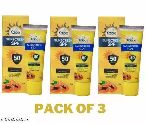 Kaipo Sunscreen SPF 50 PA UVA UVB Protection with Papaya 50gm Daily Face Body Sunblock Broad Spectrum UV Shield India image 3