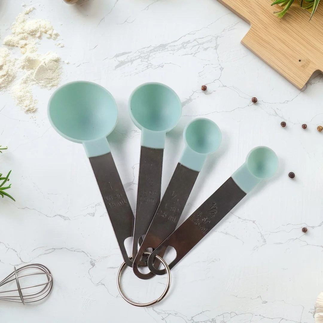 Premium 4-Piece Stainless Steel Measuring Spoon Set with Ergonomic Handles, Engraved Markings, Rust-Resistant, Perfect for Dry and Liquid Ingredients, Baking and Cooking Essentials image 1