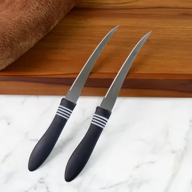 Premium Curved Serrated Stainless Steel Kitchen Knife Set (Mix Color & 2 Pc) thumbnail 0